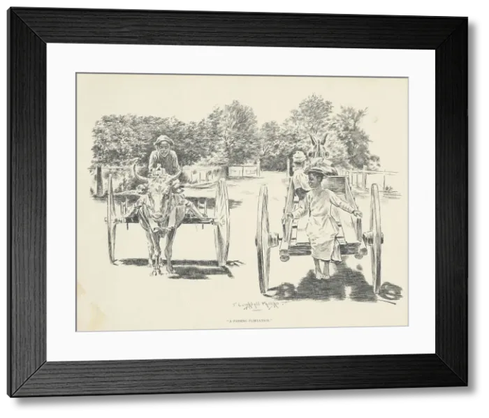 Framed Print : A passing flirtation, 1899. Creator: Jay Campbell Phillips Framed Print : A passing flirtation, 1899. Creator: Jay Campbell Phillips