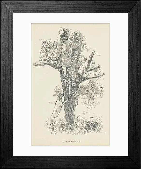 Framed Print : Between two fires, 1899. Creator: Jay Campbell Phillips Framed Print : Between two fires, 1899. Creator: Jay Campbell Phillips