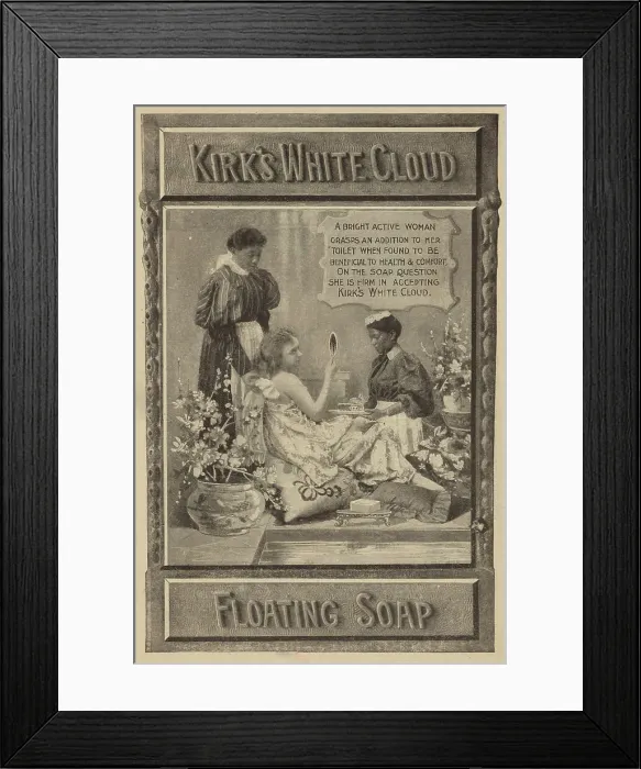 Framed Print : Kirk's White Cloud floating soap, 1898-02. Creator: Unknown