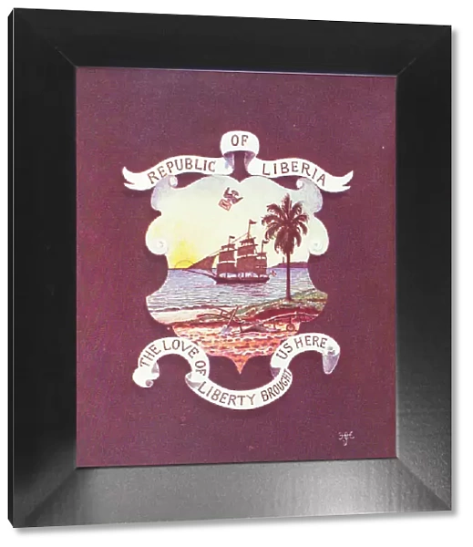 The Shield, Emblems, and Motto of Liberia as established in 1847, 1906. Creator: Unknown