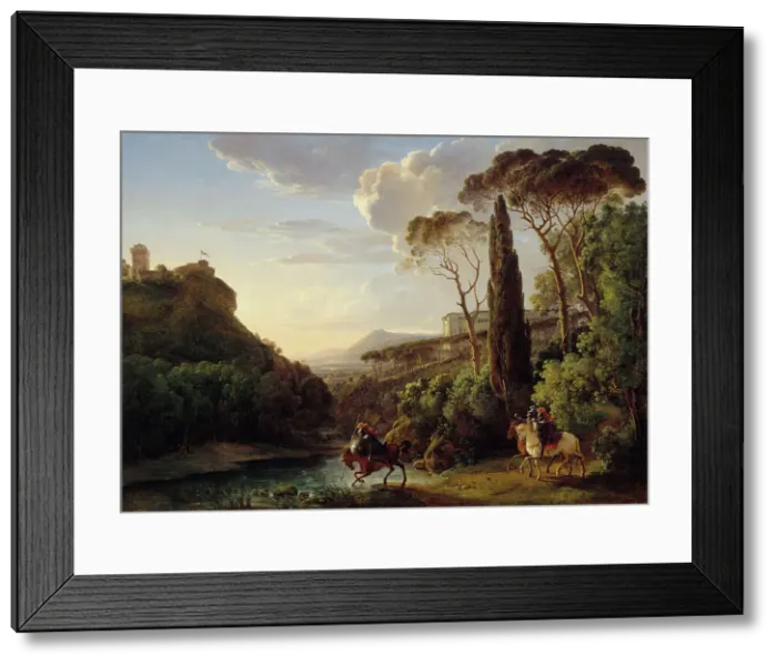 Framed Print : Paysage d'Italie avec trois chevaliers, 1806. Creator: Pierre-Athanase Chauvin Framed Print : Paysage d'Italie avec trois chevaliers, 1806. Creator: Pierre-Athanase Chauvin