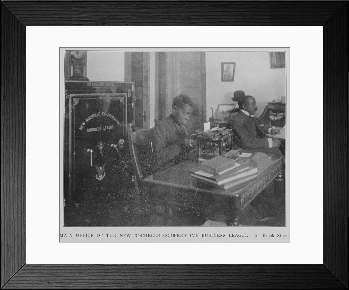Framed Print : Main office of the New Rochelle Co-operative Business League; 24 Brook Street. 1908. Creator: Unknown Framed Print : Main office of the New Rochelle Co-operative Business League; 24 Brook Street. 1908. Creator: Unknown