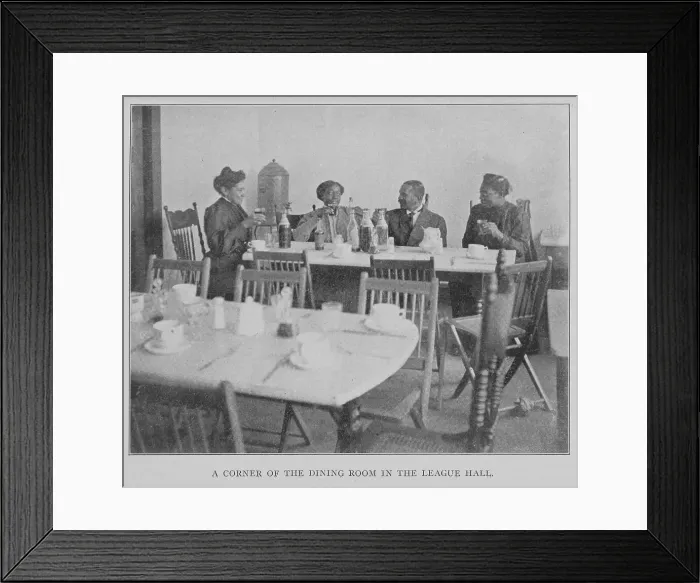 Framed Print : A corner of the dining room in the League Hall. 1908. Creator: Unknown Framed Print : A corner of the dining room in the League Hall. 1908. Creator: Unknown