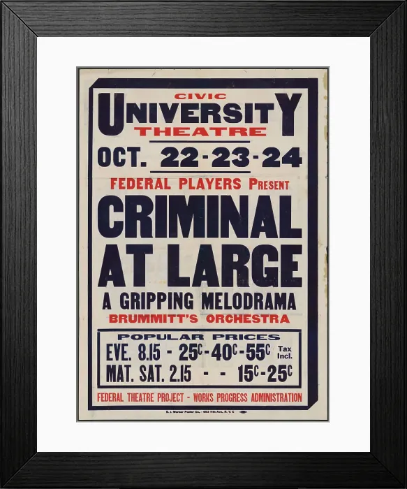 Framed Print : Criminal At Large, Syracuse, NY, [193-]. Creator: Unknown