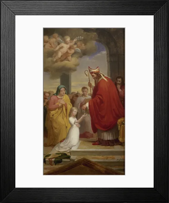 Framed Print : Esquisse pour l'église Notre-Dame-de-Lorette : Consécration de sainte Geneviève par... 1830. Creator: François-Louis Dejuinne Framed Print : Esquisse pour l'église Notre-Dame-de-Lorette : Consécration de sainte Geneviève par... 1830. Creator: François-Louis Dejuinne