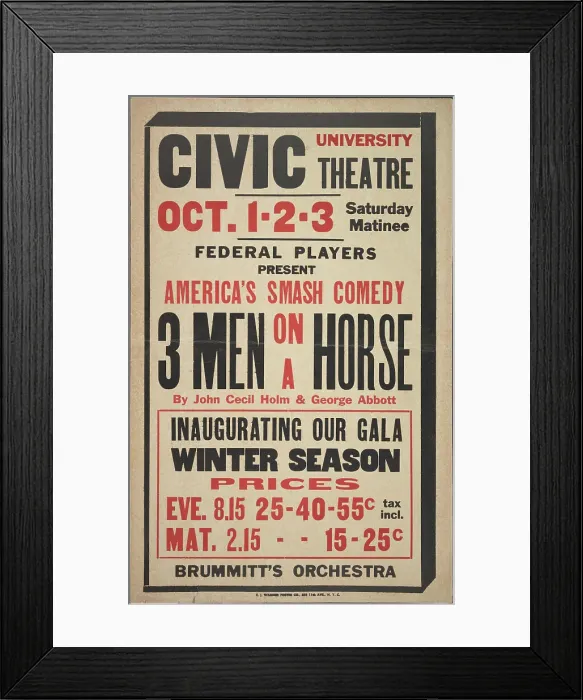 Framed Print : Three Men on a Horse, Syracuse, NY, 1936. Creator: Unknown Framed Print : Three Men on a Horse, Syracuse, NY, 1936. Creator: Unknown