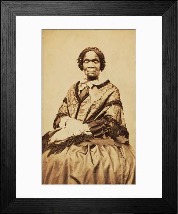 Framed Print : Three-quarter length portrait of unidentified woman dressed with long-fringed shawl, c1870-c1879. Creator: George W Hennigar Framed Print : Three-quarter length portrait of unidentified woman dressed with long-fringed shawl, c1870-c1879. Creator: George W Hennigar