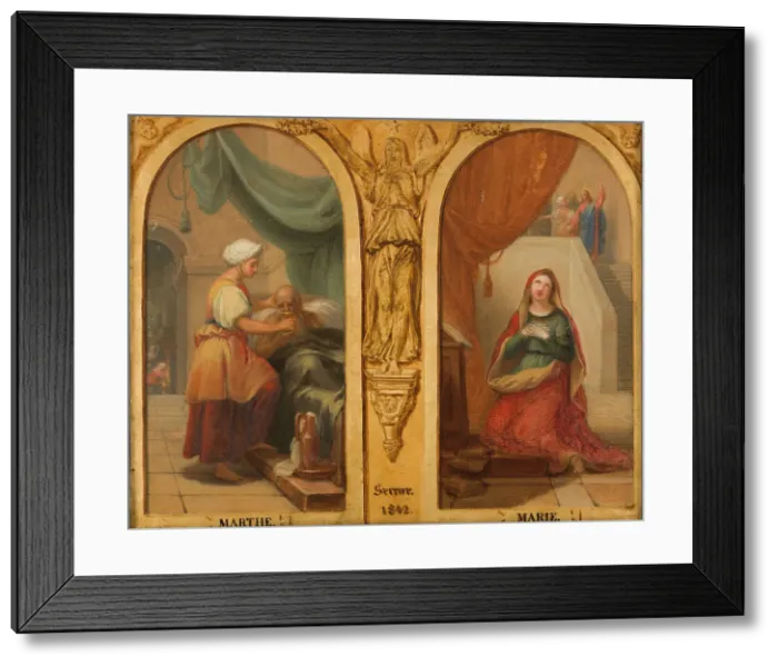 Framed Print : Sketch for the Saint-Elisabeth church (3rd arrondissement of Paris): Martha and Mary, 1842. Creator: Henri Auguste Calixte César Serrur Framed Print : Sketch for the Saint-Elisabeth church (3rd arrondissement of Paris): Martha and Mary, 1842. Creator: Henri Auguste Calixte César Serrur