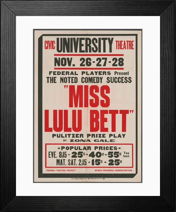 Framed Print : Miss Lulu Bett 1, Syracuse, NY, 1936. Creator: Unknown Framed Print : Miss Lulu Bett 1, Syracuse, NY, 1936. Creator: Unknown