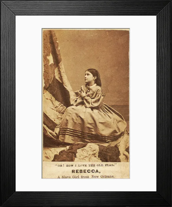 Framed Print : Oh, How I Love The Old Flag. Rebecca, A Slave Girl from New Orleans, 1864. Creator: Charles Paxson Framed Print : Oh, How I Love The Old Flag. Rebecca, A Slave Girl from New Orleans, 1864. Creator: Charles Paxson