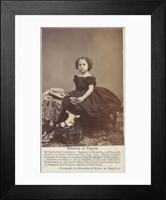 Framed Print : Redeemed in Virginia by Catherine S. Lawrence. Baptized in Brooklyn….by Henry Ward...1863. Creator: Renowden Framed Print : Redeemed in Virginia by Catherine S. Lawrence. Baptized in Brooklyn….by Henry Ward...1863. Creator: Renowden