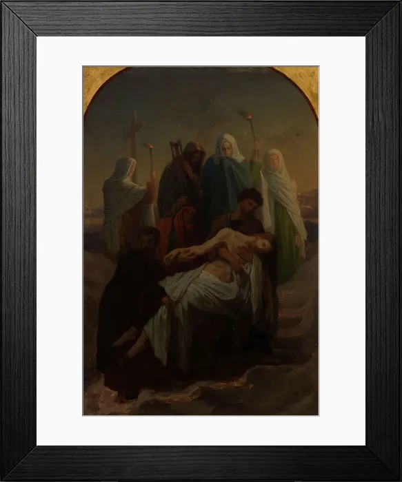Framed Print : Sketch for the church of Saint-Eustache : the deposition from the cross, the burial of Christ, 1856. Creator: Emile Signol Framed Print : Sketch for the church of Saint-Eustache : the deposition from the cross, the burial of Christ, 1856. Creator: Emile Signol