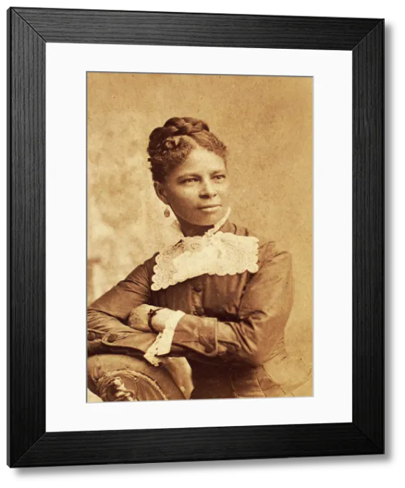 Framed Print : Half--length portrait of unidentified woman wearing wide lace collar, c1880-c1889. Creator: Richmond Photograph Co Framed Print : Half--length portrait of unidentified woman wearing wide lace collar, c1880-c1889. Creator: Richmond Photograph Co