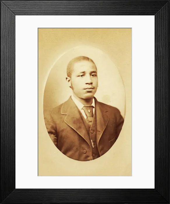 Framed Print : Studio portrait of a young man wearing tie and stick pin, c1880-c1889. Creator: M Stahn Framed Print : Studio portrait of a young man wearing tie and stick pin, c1880-c1889. Creator: M Stahn