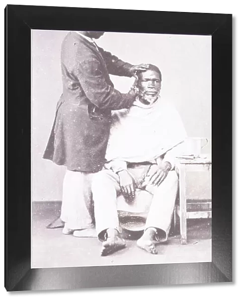 Barber and client, Brazil, 1890 (Inferred). Creator: Unknown