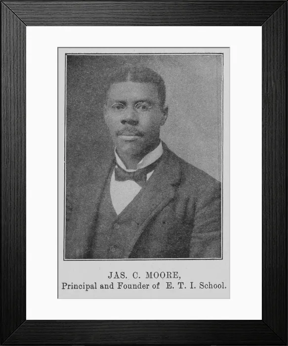 Framed Print : Jas. C. Moore, Principal and Founder of E. T. I. School, 1903. Creator: Unknown Framed Print : Jas. C. Moore, Principal and Founder of E. T. I. School, 1903. Creator: Unknown