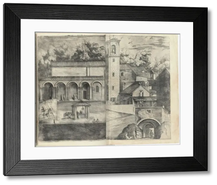 Framed Print : View of the Quadrant: the Main Door, the Square, the Church and the Loggia of the... [plate D], 161 Creator: Jacopo Ligozzi