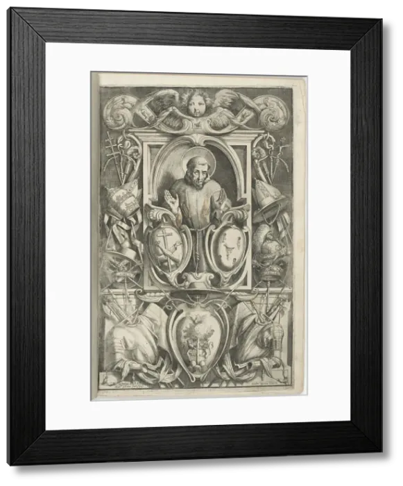 Framed Print : Frontispiece with Portrait of Saint Francis, 1612. Creator: Jacopo Ligozzi Framed Print : Frontispiece with Portrait of Saint Francis, 1612. Creator: Jacopo Ligozzi