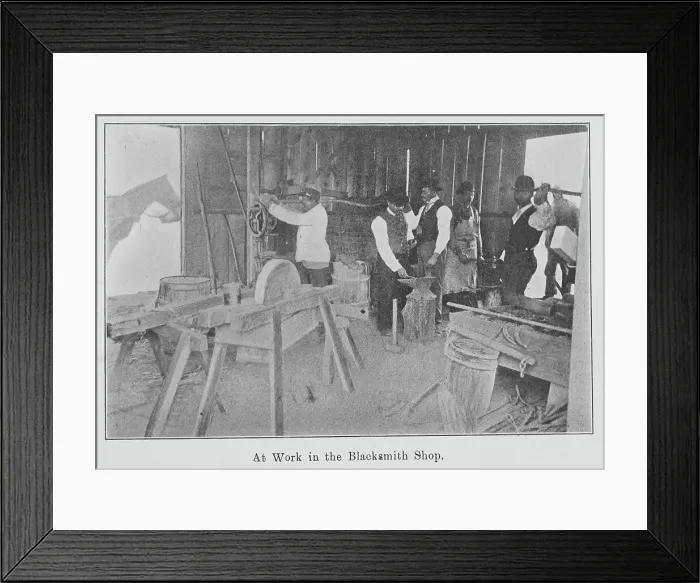 Framed Print : At work in the Blacksmith Shop. 1903. Creator: Unknown Framed Print : At work in the Blacksmith Shop. 1903. Creator: Unknown