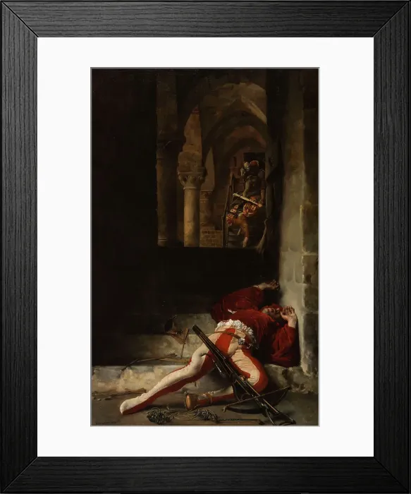 Framed Print : Le Guet-apens, 1869. Creator: Louis Leloir Framed Print : Le Guet-apens, 1869. Creator: Louis Leloir