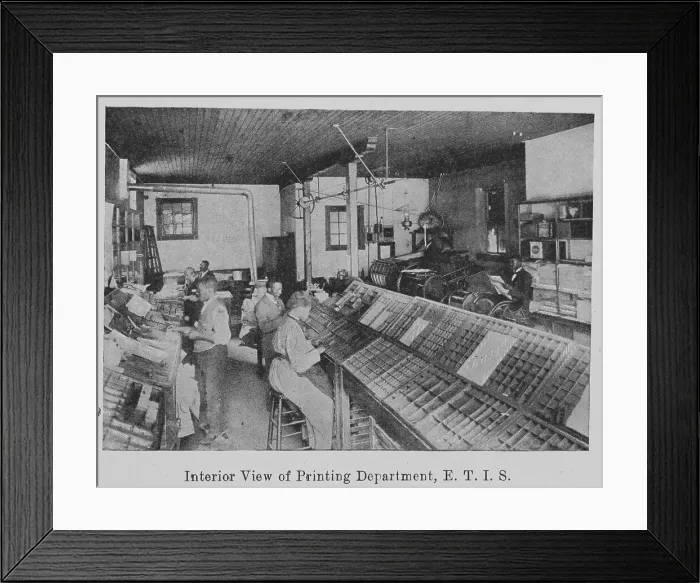 Framed Print : Interior view of Printing Department, E. T. I. S. 1903. Creator: Unknown Framed Print : Interior view of Printing Department, E. T. I. S. 1903. Creator: Unknown