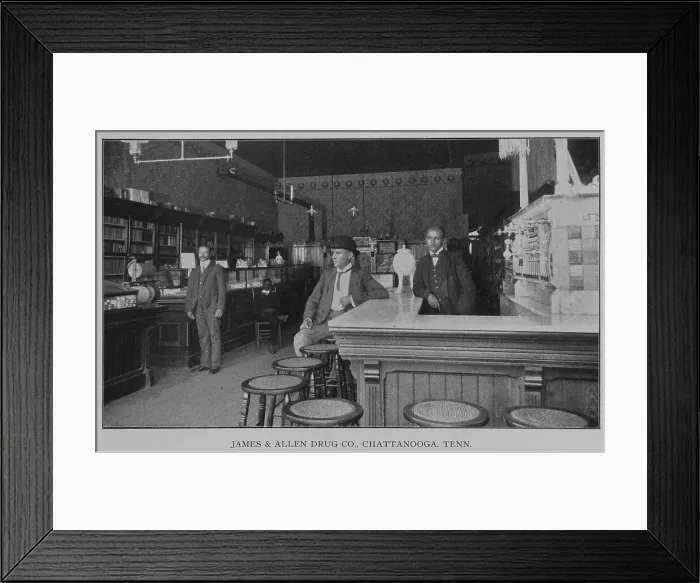 Framed Print : James & Allen Drug Co. Chattanooga, Tenn. 1902. Creator: Unknown. James & Allen Drug Co. Chattanooga, Tenn. 1902. Creator: Unknown Framed Print : James & Allen Drug Co. Chattanooga, Tenn. 1902. Creator: Unknown. James & Allen Drug Co. Chattanooga, Tenn. 1902. Creator: Unknown