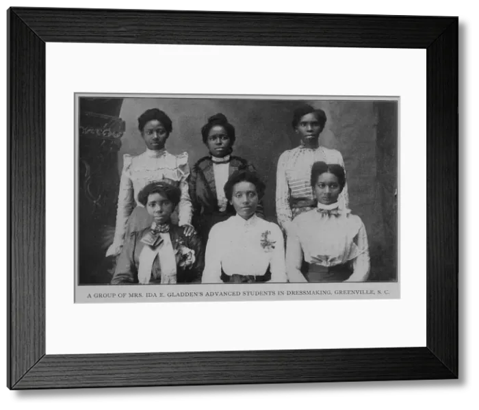 Framed Print : A group of Mrs. Ida E. Gladden's advanced students in dressmaking, Greenville, S. C. 1902. Creator: Unknown Framed Print : A group of Mrs. Ida E. Gladden's advanced students in dressmaking, Greenville, S. C. 1902. Creator: Unknown