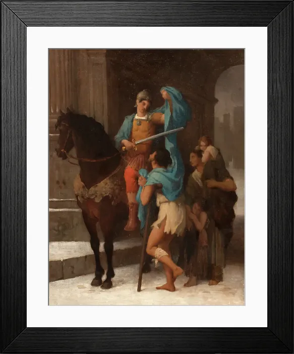 Framed Print : Esquisse pour l'église Saint-Nicolas-des-Champs : Saint Martin partageant son manteau avec... 1870. Creator: Ernest-Barthélémy Michel Framed Print : Esquisse pour l'église Saint-Nicolas-des-Champs : Saint Martin partageant son manteau avec... 1870. Creator: Ernest-Barthélémy Michel