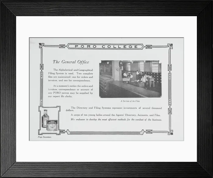 Framed Print : Poro College; The general office; A section of the files, 1922. Creator: Unknown Framed Print : Poro College; The general office; A section of the files, 1922. Creator: Unknown