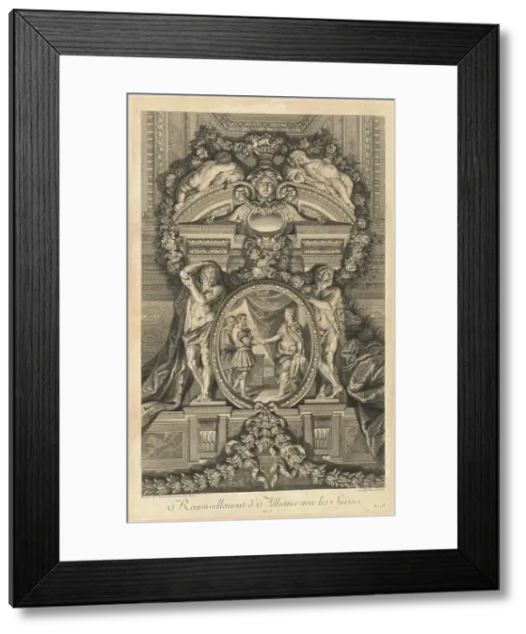 Framed Print : Renouvellement d'Alliance avec les Suisses 1663 (Renewal of Alliance...) [pl. 18], published 1752. Creators: Jean-Baptiste Masse, Nicolas-Gabriel Dupuis