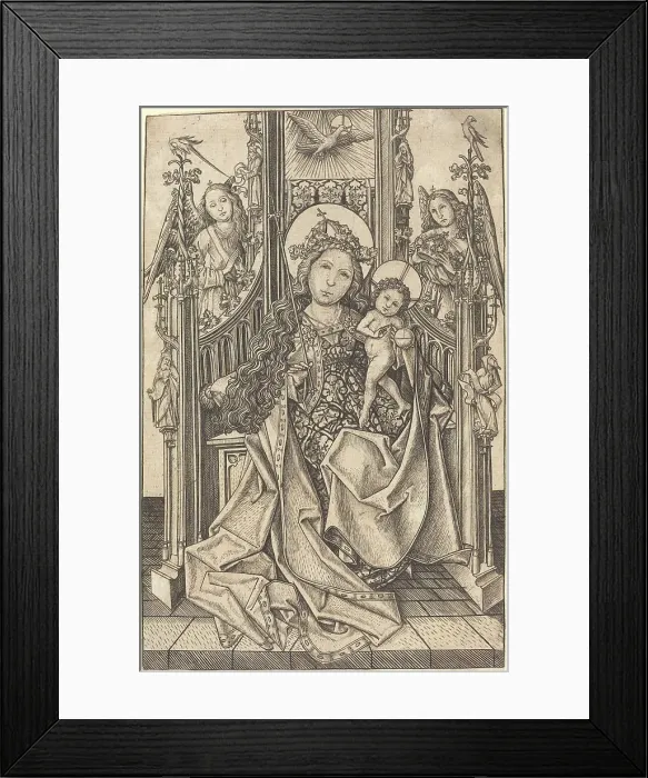 Framed Print : Madonna and Child Enthroned, c. 1466. Creator: Master ES Framed Print : Madonna and Child Enthroned, c. 1466. Creator: Master ES