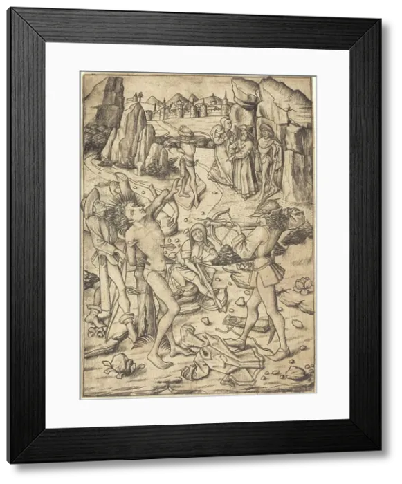 Framed Print : Martyrdom of Saint Sebastian, c. 1450 / 1460. Creator: Master ES Framed Print : Martyrdom of Saint Sebastian, c. 1450 / 1460. Creator: Master ES