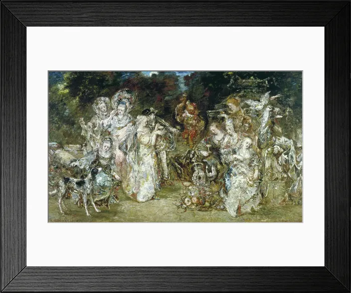 Framed Print : Réunion dans un parc au temps des Valois, 1874. Creator: Adolphe Monticelli Framed Print : Réunion dans un parc au temps des Valois, 1874. Creator: Adolphe Monticelli
