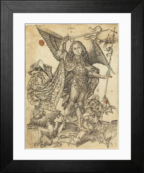 Framed Print : Saint Michael Defeating the Devils, 1467. Creator: Master ES Framed Print : Saint Michael Defeating the Devils, 1467. Creator: Master ES