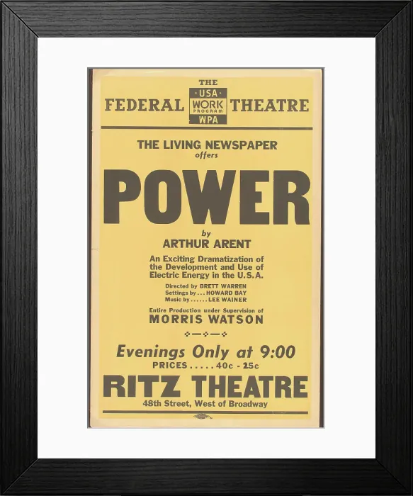 Framed Print : Poster from New York production of Power (Ritz Theatre), [1937]. Creator: Unknown