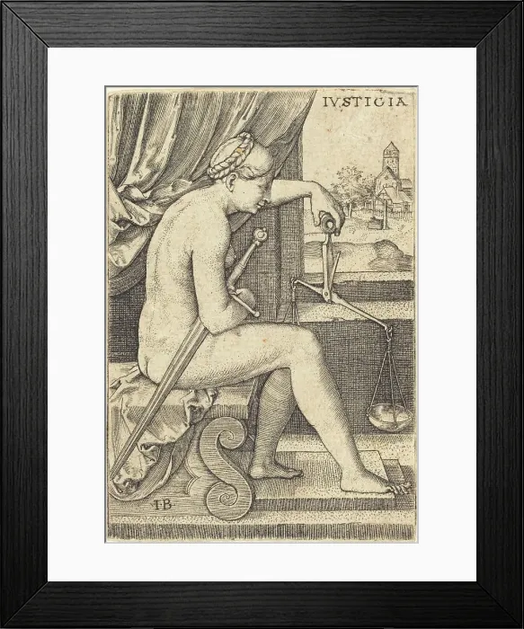 Framed Print : Iusticia (Justice). Creator: Master I. B Framed Print : Iusticia (Justice). Creator: Master I. B