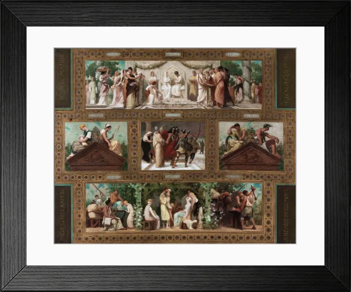 Framed Print : Esquisse pour la salle des mariages de la mairie du 13ème arrondissement : Vertus civiques. 1878. Creator: Gustave Boulanger Framed Print : Esquisse pour la salle des mariages de la mairie du 13ème arrondissement : Vertus civiques. 1878. Creator: Gustave Boulanger