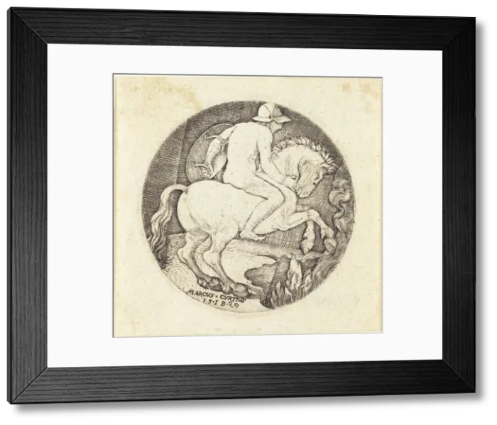 Framed Print : Marcus Curtius, 1529. Creator: Master I. B Framed Print : Marcus Curtius, 1529. Creator: Master I. B