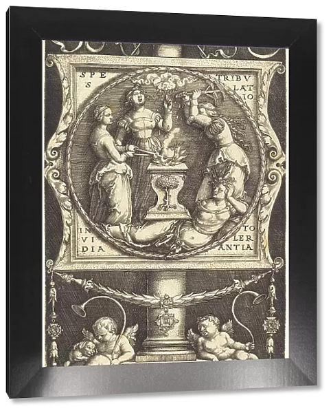 Emblem with Hope, Tribulation, Envy, and Tolerance, 1529. Creator: Master I. B