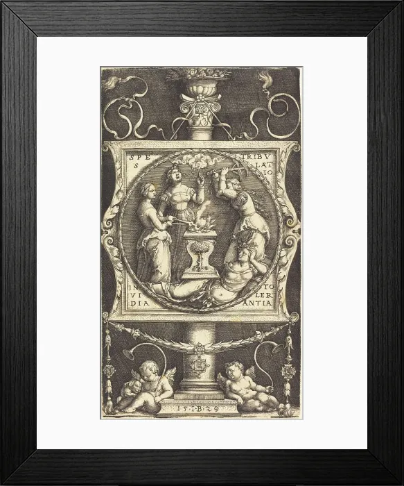 Framed Print : Emblem with Hope, Tribulation, Envy, and Tolerance, 1529. Creator: Master I. B Framed Print : Emblem with Hope, Tribulation, Envy, and Tolerance, 1529. Creator: Master I. B