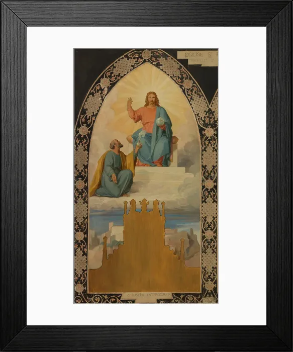 Framed Print : Esquisse pour l'église saint Laurent : Saint Joseph aux pieds de Jésus Christ, 1878. Creator: Louis Stanislas Faivre-Duffer Framed Print : Esquisse pour l'église saint Laurent : Saint Joseph aux pieds de Jésus Christ, 1878. Creator: Louis Stanislas Faivre-Duffer