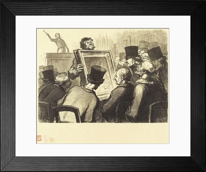 Framed Print : Les Amateurs de tableaux a l'hotel Bouillon, 1862. Creator: Charles Maurand Framed Print : Les Amateurs de tableaux a l'hotel Bouillon, 1862. Creator: Charles Maurand