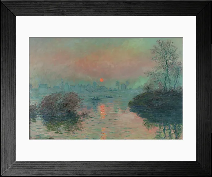 Framed Print : Soleil couchant sur la Seine à Lavacourt, effet d'hiver, 1880. Creator: Claude Monet Framed Print : Soleil couchant sur la Seine à Lavacourt, effet d'hiver, 1880. Creator: Claude Monet