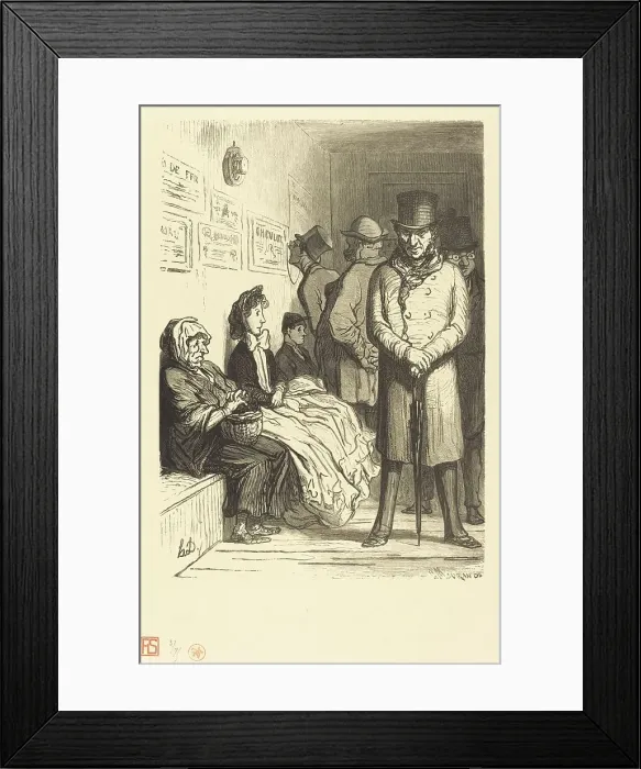 Framed Print : Un Bureau d'attente d'omnibus, 1862. Creator: Charles Maurand Framed Print : Un Bureau d'attente d'omnibus, 1862. Creator: Charles Maurand