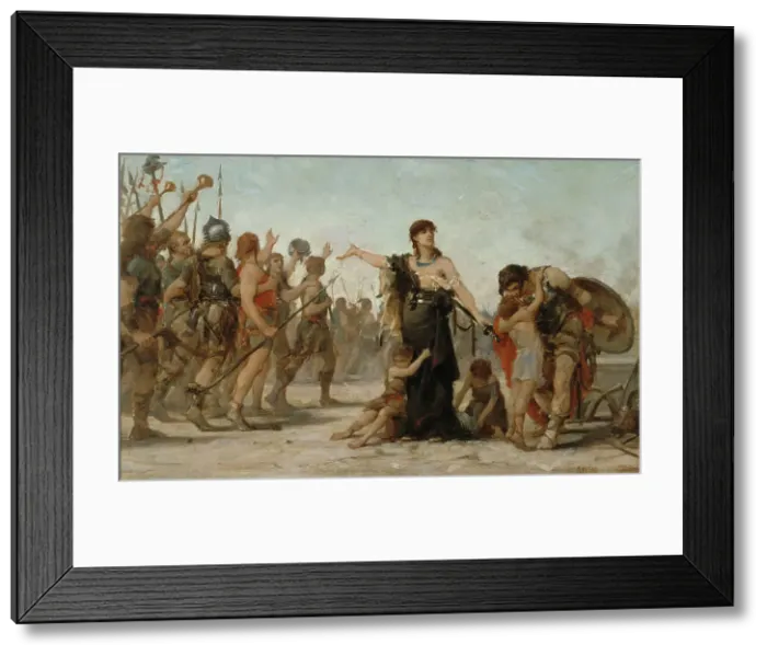 Framed Print : Sketch for the salle des mariages of the town hall...Sacrifice for the homeland, 1880. Creator: Moreau De Tours Framed Print : Sketch for the salle des mariages of the town hall...Sacrifice for the homeland, 1880. Creator: Moreau De Tours