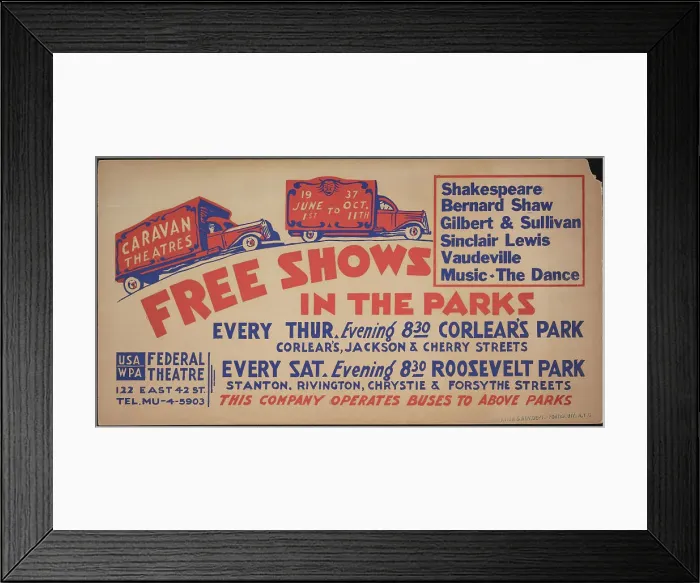 Framed Print : Free Shows in the Parks, New York, [193-]. Creator: Unknown