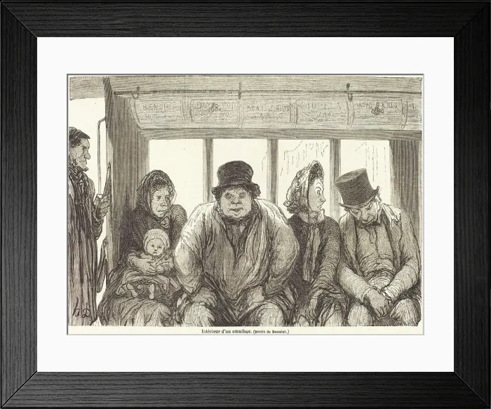 Framed Print : Interieur d'un omnibus [bottom half], published 1864. Creator: Charles Maurand