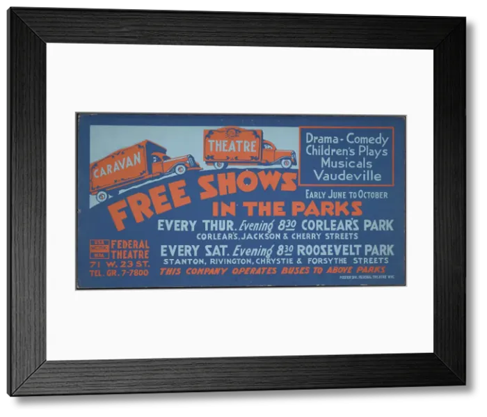 Framed Print : Free Shows in the Parks, New York, [193-]. Creator: Unknown