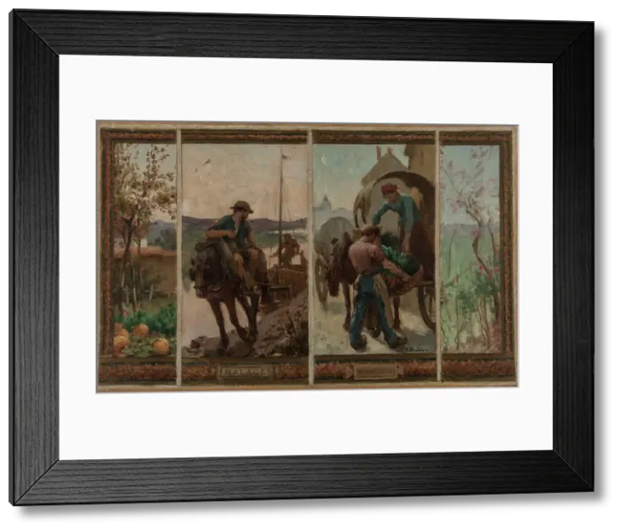 Framed Print : Esquisse pour la mairie de Saint-Maur-des-Fossés : Halage - Maraîchage, 1883. Creator: Paul Albert Baudouin Framed Print : Esquisse pour la mairie de Saint-Maur-des-Fossés : Halage - Maraîchage, 1883. Creator: Paul Albert Baudouin