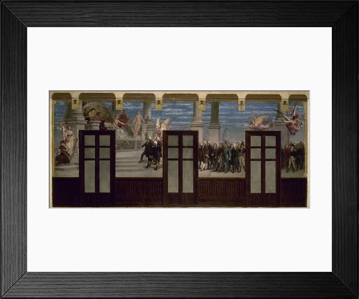 Framed Print : Esquisse pour la salle des fêtes de la mairie du 20e arrondissement : Les grands hommes... 1884. Creator: Pierre-Paul-Leon Glaize Framed Print : Esquisse pour la salle des fêtes de la mairie du 20e arrondissement : Les grands hommes... 1884. Creator: Pierre-Paul-Leon Glaize